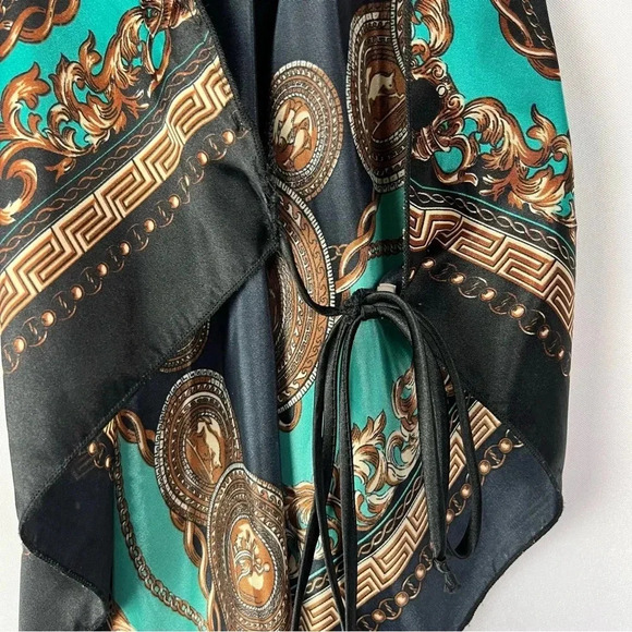 Unyx Y2K Tie Back Blue & Black Printed Satin Bandana Tank Top S - Picture 4 of 5